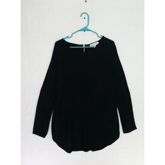 Michael Kors Black Sweater Gold Zipper Detail Long Sleeve Knit Top Size XL - Picture 1 of 9